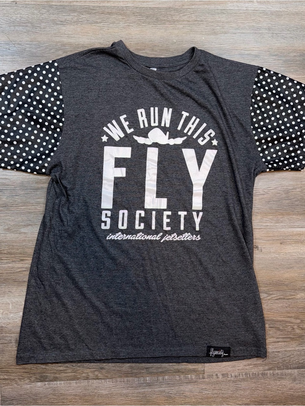 Fly Society Shirt Mens Extra Large Short Sleeve Black/White Dots Streetwear Y2